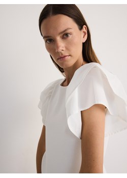 Reserved - T-shirt z falbaniastymi rękawami - biały ze sklepu Reserved w kategorii Bluzki damskie - zdjęcie 174040411