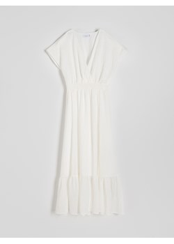 Reserved - Sukienka z wiskozą - złamana biel ze sklepu Reserved w kategorii Sukienki - zdjęcie 174042313