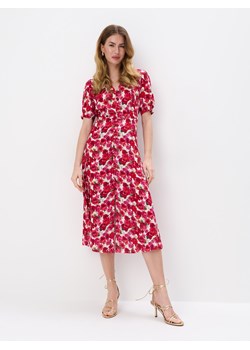 Mohito - Kwiatowa sukienka midi z wiskozy - fuksjowy ze sklepu Mohito w kategorii Sukienki - zdjęcie 174043440
