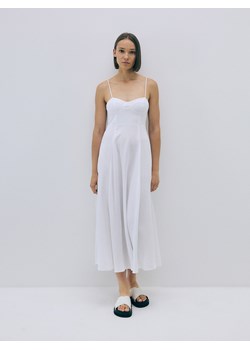 Reserved - Sukienka midi z gorsetową górą - biały ze sklepu Reserved w kategorii Sukienki - zdjęcie 174044370
