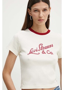 Levi&apos;s t-shirt bawełniany damski kolor beżowy A8798 ze sklepu ANSWEAR.com w kategorii Bluzki damskie - zdjęcie 174045234