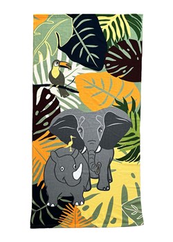 Le Comptoir de la Plage Ręcznik plażowy &quot;Elephant&quot; w kolorze żółto-szaro-czarnym - 140 x 70 cm ze sklepu Limango Polska w kategorii Ręczniki - zdjęcie 174048544