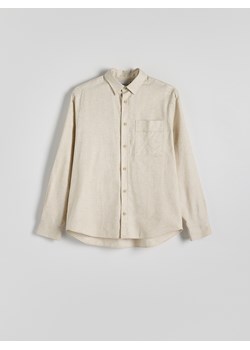 Reserved - Koszula boxy z domieszką lnu - beżowy ze sklepu Reserved w kategorii Koszule męskie - zdjęcie 174049032