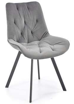 Popielate obrotowe pikowane krzesło welurowe - Blubell ze sklepu Edinos.pl w kategorii Krzesła - zdjęcie 174050104