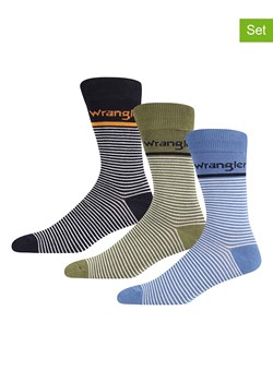 Wrangler Skarpety (3 pary) &quot;Healey&quot; w kolorze czarnym, niebieskim i oliwkowym ze sklepu Limango Polska w kategorii Skarpetki męskie - zdjęcie 174050832