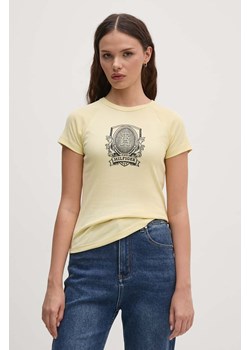 Tommy Hilfiger t-shirt bawełniany damski kolor żółty WW0WW42089 ze sklepu ANSWEAR.com w kategorii Bluzki damskie - zdjęcie 174051603