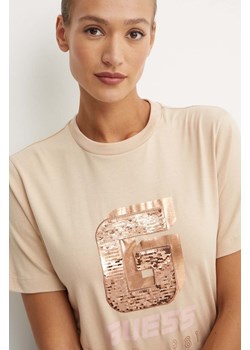 Guess t-shirt bawełniany INS damski kolor beżowy V4YI07 I3Z14 ze sklepu ANSWEAR.com w kategorii Bluzki damskie - zdjęcie 174051613