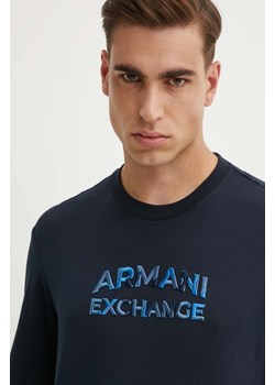 Armani Exchange t-shirt bawełniany męski kolor granatowy z aplikacją 6DZTHC ZJBYZ ze sklepu ANSWEAR.com w kategorii T-shirty męskie - zdjęcie 174051673