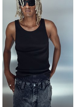 H & M - Prążkowana koszulka Slim Fit - Czarny ze sklepu H&M w kategorii Bluzki damskie - zdjęcie 174052001