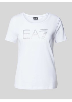 T-shirt z obszyciem kamieniami stras z logo ze sklepu Peek&Cloppenburg  w kategorii Bluzki damskie - zdjęcie 174052730