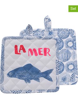 Overbeck and Friends Łapki (2 szt.) &quot;La Mer&quot; w kolorze niebieskim do garnków - 20 x 20 cm ze sklepu Limango Polska w kategorii Tekstylia kuchenne - zdjęcie 174053601