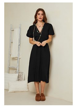 Rodier Lin Lniana sukienka w kolorze czarnym ze sklepu Limango Polska w kategorii Sukienki - zdjęcie 174055823