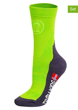 Trollkids Skarpety trekkingowe (2 pary) &quot;Mid Cut Socks II&quot; w kolorze jaskrawozielonym ze sklepu Limango Polska w kategorii Skarpetki dziecięce - zdjęcie 174057114