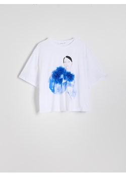 Reserved - T-shirt z aplikacją - złamana biel ze sklepu Reserved w kategorii Bluzki damskie - zdjęcie 174059084