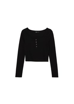 Cropp - Czarna bluzka z długim rękawem - czarny ze sklepu Cropp w kategorii Bluzki damskie - zdjęcie 174059493