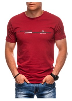 T-shirt męski z nadrukiem 1712S - czerwony ze sklepu Edoti w kategorii T-shirty męskie - zdjęcie 174060562