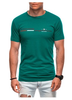 T-shirt męski z nadrukiem 1712S - zielony ze sklepu Edoti w kategorii T-shirty męskie - zdjęcie 174060622