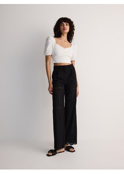 Reserved - Spodnie w ażurowy wzór - czarny ze sklepu Reserved w kategorii Spodnie damskie - zdjęcie 174062481
