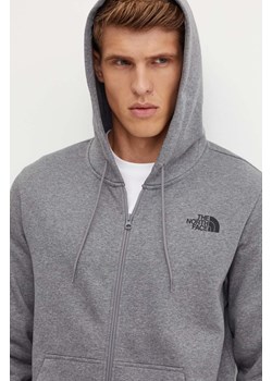 The North Face bluza Simple Dome Full Zip Hoodie męska kolor szary z kapturem melanżowa NF0A89FDDYY1 ze sklepu ANSWEAR.com w kategorii Bluzy męskie - zdjęcie 174062910