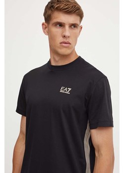 EA7 Emporio Armani t-shirt bawełniany męski kolor czarny z aplikacją PJOLZ.6DPT19 ze sklepu ANSWEAR.com w kategorii T-shirty męskie - zdjęcie 174063274