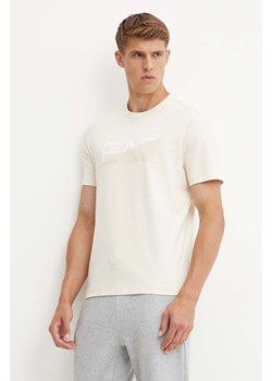 EA7 Emporio Armani t-shirt bawełniany męski kolor beżowy z nadrukiem AF11970.7M000002 ze sklepu ANSWEAR.com w kategorii T-shirty męskie - zdjęcie 174063294