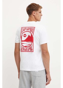 Napapijri t-shirt bawełniany S-Mele męski kolor biały z nadrukiem NP0A4IN40021 ze sklepu ANSWEAR.com w kategorii T-shirty męskie - zdjęcie 174063373