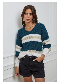 L&apos;armoire de Suzette Sweter w kolorze morsko-białym ze sklepu Limango Polska w kategorii Swetry damskie - zdjęcie 174064744