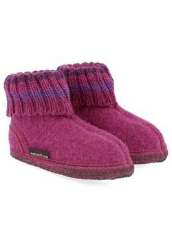 HAFLINGER Wełniane kapcie "Paul" w kolorze fioletowym ze sklepu Limango Polska w kategorii Kapcie dziecięce - zdjęcie 174065764