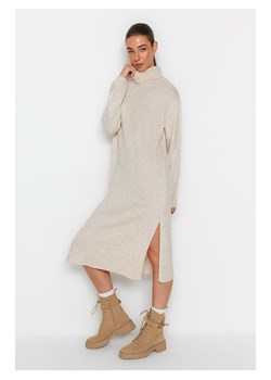 trendyol Sukienka dzianinowa w kolorze beżowym ze sklepu Limango Polska w kategorii Sukienki - zdjęcie 174068684