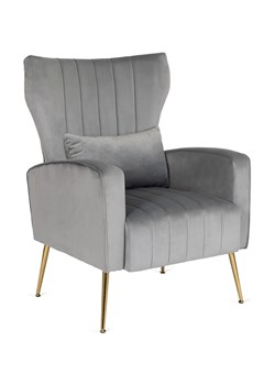 Szary stylowy fotel wypoczynkowy na złotych nóżkach - Hen ze sklepu Edinos.pl w kategorii Dom - zdjęcie 174071264