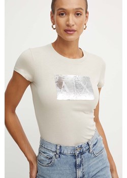 Armani Exchange t-shirt bawełniany kolor beżowy ze sklepu ANSWEAR.com w kategorii Bluzki damskie - zdjęcie 174072790