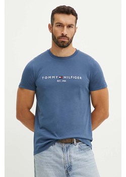 Tommy Hilfiger t-shirt bawełniany męski kolor niebieski z aplikacją ze sklepu ANSWEAR.com w kategorii T-shirty męskie - zdjęcie 174072794