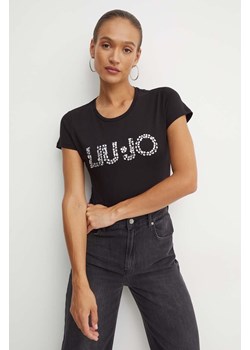 Liu Jo t-shirt bawełniany damski kolor czarny WF4107 JS923 ze sklepu ANSWEAR.com w kategorii Bluzki damskie - zdjęcie 174073072