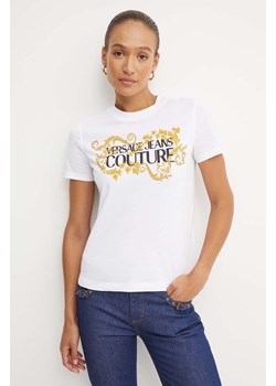 Versace Jeans Couture t-shirt bawełniany damski kolor biały 77HAHE05 CJ00E ze sklepu ANSWEAR.com w kategorii Bluzki damskie - zdjęcie 174073083