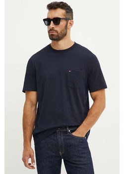 Tommy Hilfiger t-shirt bawełniany męski kolor granatowy gładki MW0MW36220 ze sklepu ANSWEAR.com w kategorii T-shirty męskie - zdjęcie 174073132