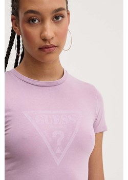 Guess Originals t-shirt damski kolor fioletowy ze sklepu ANSWEAR.com w kategorii Bluzki damskie - zdjęcie 174073232