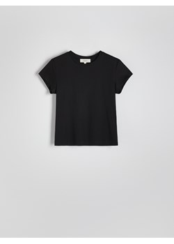 Reserved - T-shirt slim fit z domieszką jedwabiu - czarny ze sklepu Reserved w kategorii Bluzki damskie - zdjęcie 174077480