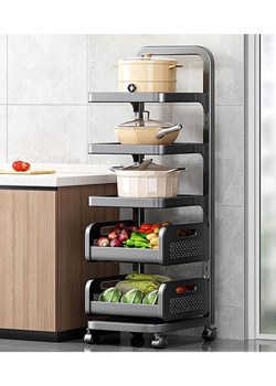 Joybos Regał w kolorze czarnym na kółkach - 35 x 105 x 29 cm ze sklepu Limango Polska w kategorii Regały i witryny - zdjęcie 174079202