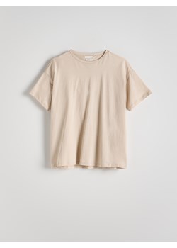 Reserved - Bawełniany t-shirt - beżowy ze sklepu Reserved w kategorii Bluzki damskie - zdjęcie 174081292