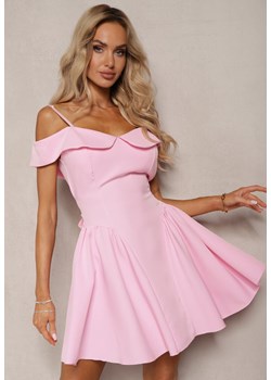 Różowa Sukienka na Ramiączkach z Regulacją z Usztywnionymi Miseczkami Miviora ze sklepu Renee odzież w kategorii Sukienki - zdjęcie 174083040