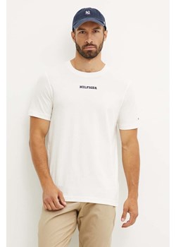 Tommy Hilfiger t-shirt bawełniany męski kolor beżowy z aplikacją MW0MW36210 ze sklepu ANSWEAR.com w kategorii T-shirty męskie - zdjęcie 174083640