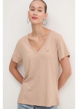 Superdry t-shirt damski kolor beżowy W1011181A-1PT ze sklepu ANSWEAR.com w kategorii Bluzki damskie - zdjęcie 174086932