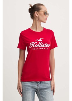 Hollister Co. t-shirt bawełniany damski kolor czerwony KI357-3285 ze sklepu ANSWEAR.com w kategorii Bluzki damskie - zdjęcie 174087012