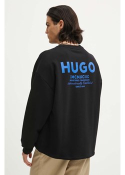 Hugo Blue bluza bawełniana męska kolor czarny z nadrukiem 50510732 ze sklepu ANSWEAR.com w kategorii Bluzy męskie - zdjęcie 174087143