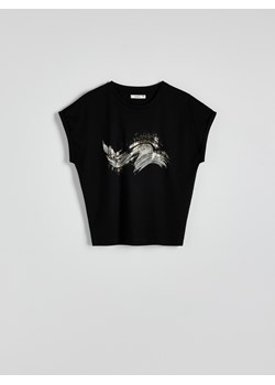 Reserved - T-shirt z nadrukiem - czarny ze sklepu Reserved w kategorii Bluzki damskie - zdjęcie 174092480