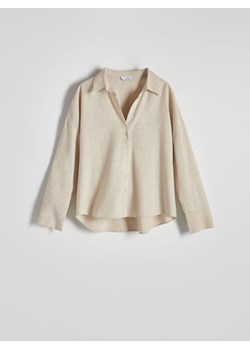 Reserved - Koszula z lnem - kremowy ze sklepu Reserved w kategorii Bluzki damskie - zdjęcie 174093403