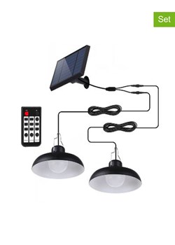 lumisky Lampy solarne LED (2 szt.) "Waren" w kolorze czarnym - Ø 18 cm ze sklepu Limango Polska w kategorii Oświetlenie ogrodowe - zdjęcie 174094391