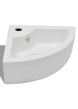 Biała narożna umywalka ceramiczna L7-C22 ze sklepu Edinos.pl w kategorii Łazienka - zdjęcie 174095860