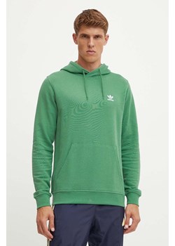 adidas Originals bluza bawełniana męska kolor zielony z kapturem gładka IX7671 ze sklepu ANSWEAR.com w kategorii Bluzy męskie - zdjęcie 174096022