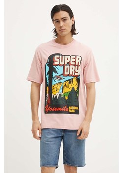 Superdry t-shirt bawełniany męski kolor różowy z nadrukiem M1012187A-MDM ze sklepu ANSWEAR.com w kategorii T-shirty męskie - zdjęcie 174096463